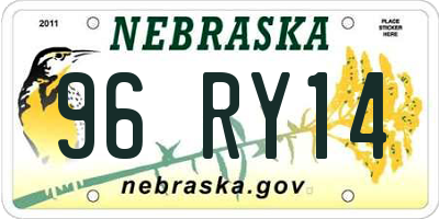 NE license plate 96RY14