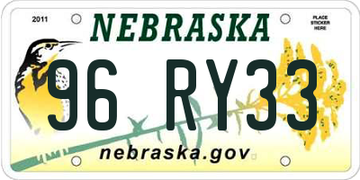 NE license plate 96RY33
