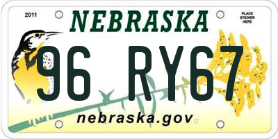 NE license plate 96RY67