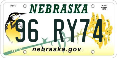 NE license plate 96RY74