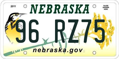 NE license plate 96RZ75