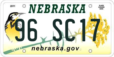 NE license plate 96SC17