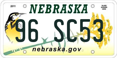 NE license plate 96SC53