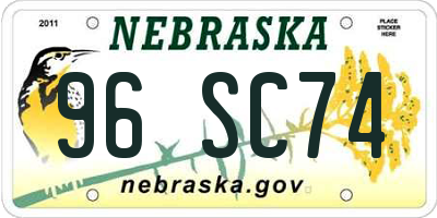 NE license plate 96SC74