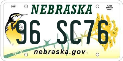 NE license plate 96SC76