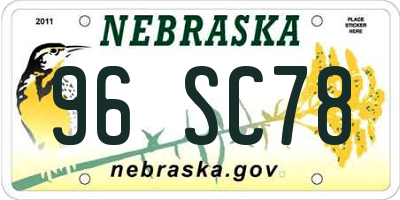 NE license plate 96SC78