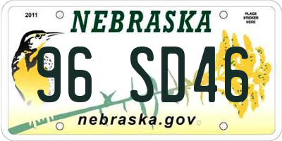 NE license plate 96SD46