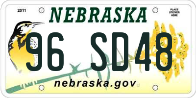 NE license plate 96SD48
