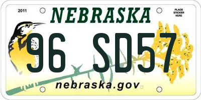 NE license plate 96SD57