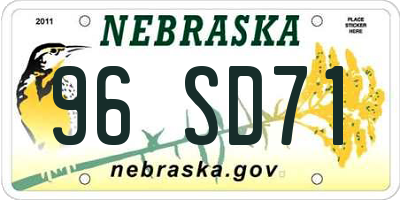 NE license plate 96SD71