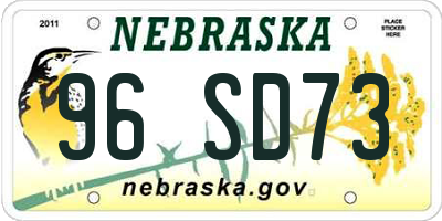 NE license plate 96SD73