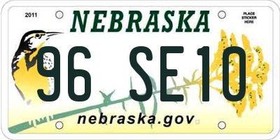 NE license plate 96SE10