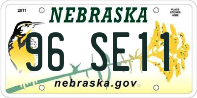NE license plate 96SE11