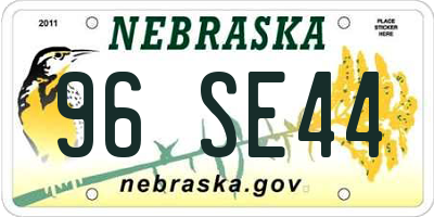 NE license plate 96SE44
