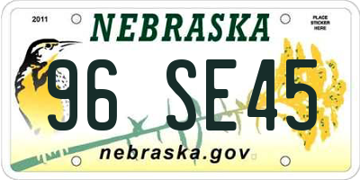 NE license plate 96SE45