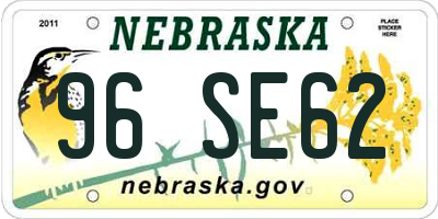 NE license plate 96SE62