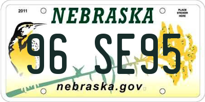 NE license plate 96SE95