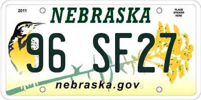 NE license plate 96SF27