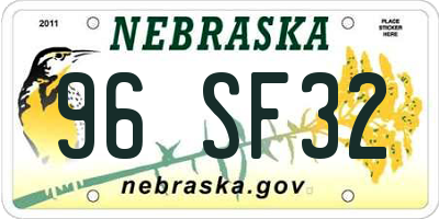 NE license plate 96SF32