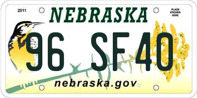 NE license plate 96SF40