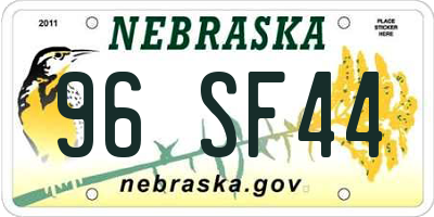 NE license plate 96SF44