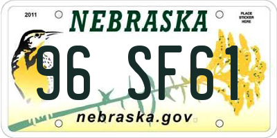 NE license plate 96SF61