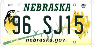 NE license plate 96SJ15