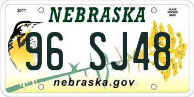 NE license plate 96SJ48