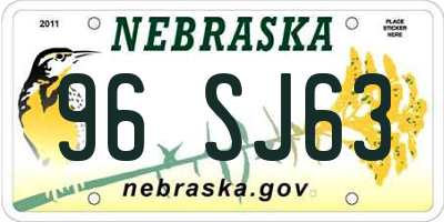 NE license plate 96SJ63