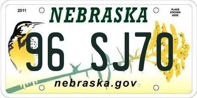 NE license plate 96SJ70