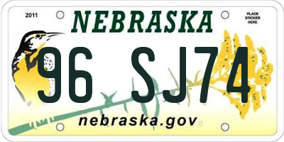 NE license plate 96SJ74
