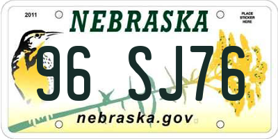 NE license plate 96SJ76