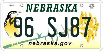 NE license plate 96SJ87