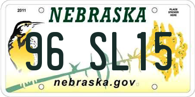 NE license plate 96SL15