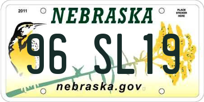 NE license plate 96SL19