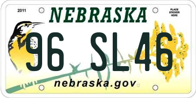 NE license plate 96SL46