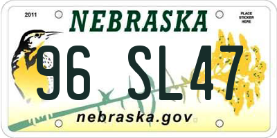 NE license plate 96SL47