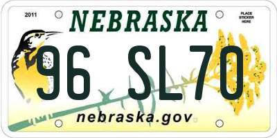 NE license plate 96SL70