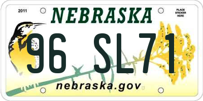 NE license plate 96SL71