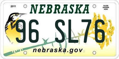 NE license plate 96SL76
