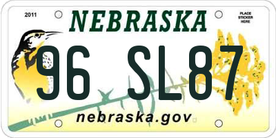 NE license plate 96SL87
