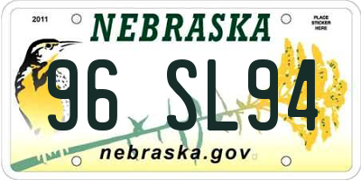 NE license plate 96SL94