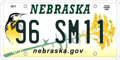 NE license plate 96SM11