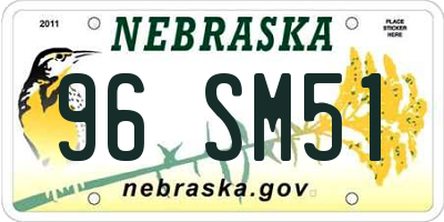 NE license plate 96SM51