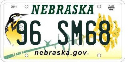 NE license plate 96SM68