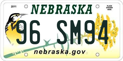 NE license plate 96SM94
