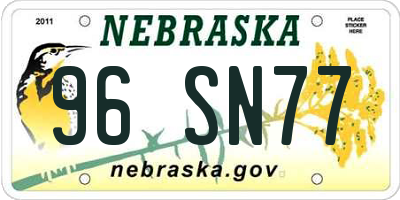 NE license plate 96SN77