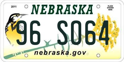 NE license plate 96SO64