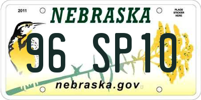NE license plate 96SP10