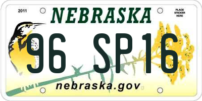 NE license plate 96SP16